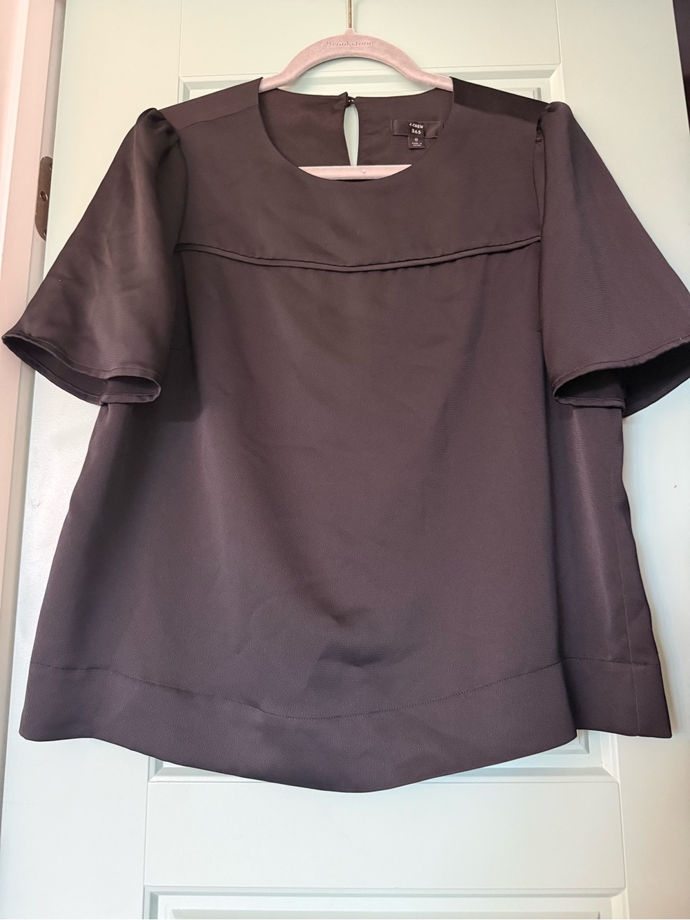 J.Crew 365 Black Crepe Short Sleeve Blouse Top Size 8